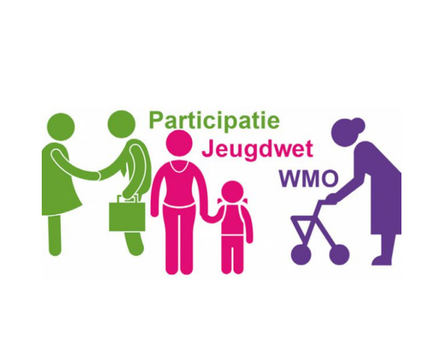 Getekende individuen die participatie jeugdwet en wmo uitbeelden