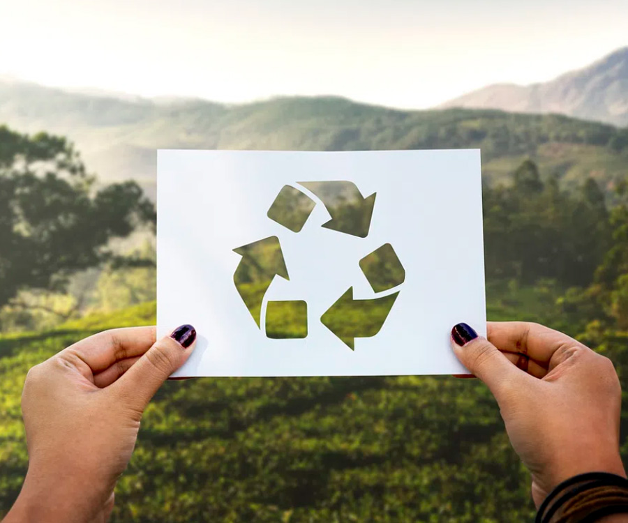 Kaart met recycle logo voor landschap